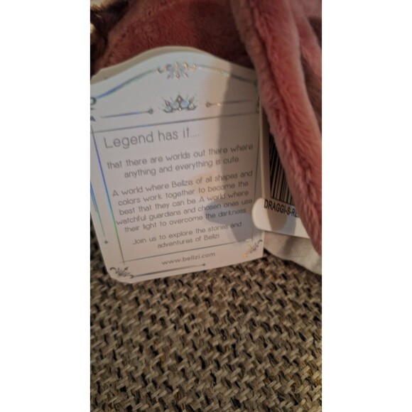 Bellzi Draggi Red Dragon Plush Toy 6” Kawaii Stuffed Animal in Mauve White Brown - Picture 9 of 10